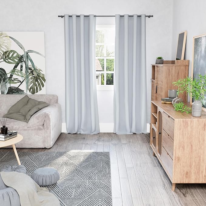 BGment Blackout Curtains for Bedroom 84 Inch Length 2 Panels Set, Thermal Insulated Bedroom Curtains Soundproof Room Darkening Window Curtain Drapes, Each Grommet Curtains 52 Inch Wide, Greyish White