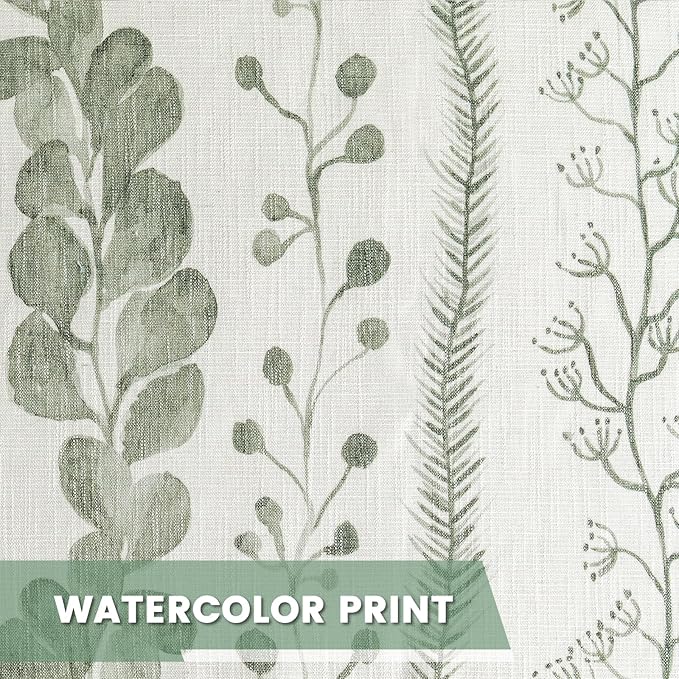MEETSKY Sage Green Curtains 108 Inches Long 2 Panels Boho Curtains for Living Room Light Filtering Patterned Drapes for Bedroom Linen Style Back Tab Leaf Print Window Treatment, 50” Wide Each Panel