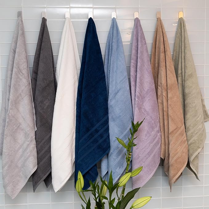 Mosobam Luxury Turkish Set of 2 Bath Towels 30X58 Seagrass Green 700 GSM Bamboo Viscose & Aegean Turkish Combed Cotton