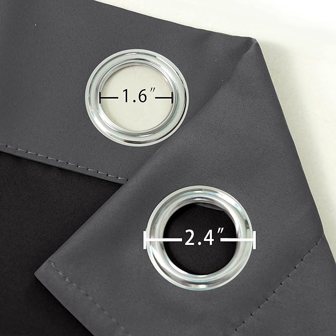 LEMOMO 100% Blackout Curtains 52 x 95 Inch/Grey Curtains 2 Panels with Black Lining Room Darkening Thermal Insulated Bedroom Curtains