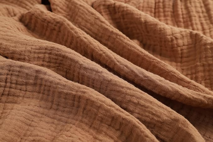 Onacosht Muslin Mini Crib Sheets, 39" x 27" Pack and Play Mattress Sheets Fitted for Pack N Play, Soft Cotton for Boys Girls, 2 Pack, Checker and Brown