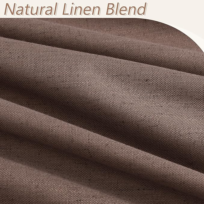 Guken 100% Blackout Curtains 96 Inch Length 2 Panels Set for Living Room Bedroom Back Tab Thermal Insulated Black Out Linen Drapes Room Darkening Mocha Mousse,52x96
