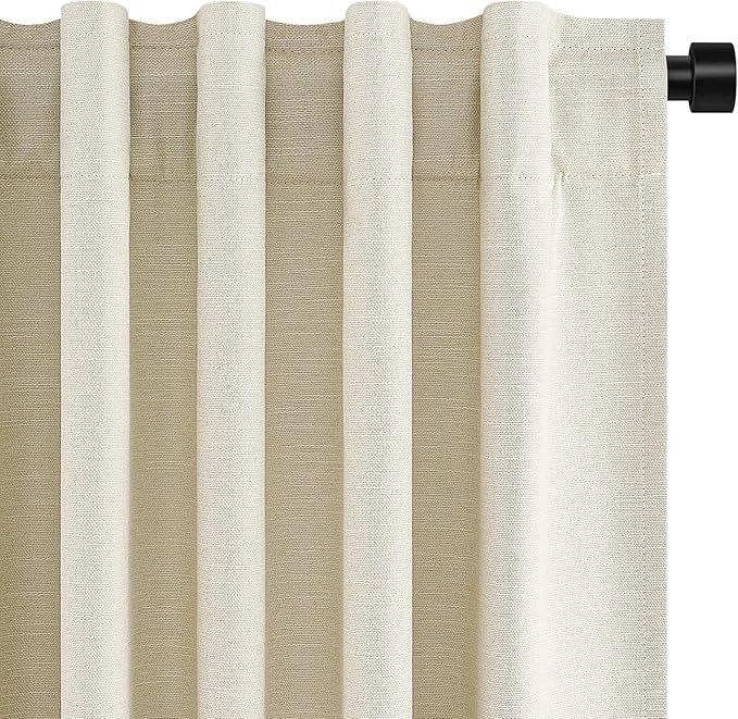 Topfinel 54 Inch Long Blackout Tiers Curtains for Small Window Cream Colored Custom Short Curtain Drapes for Livingroom Bedroom Thermal Insulated Linen Cafe Drapes 2 Panels (W52 xL54) Cream Ivory