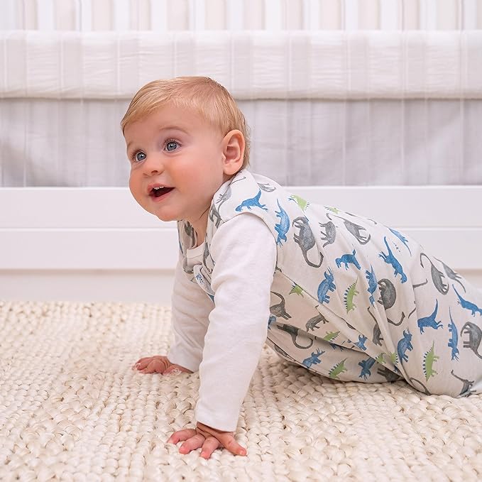 HALO SleepSack, 100% Cotton Wearable Blanket, Swaddle Transition Sleeping Bag, TOG 0.5, Watercolor Dinos, Medium, 6-12 Months