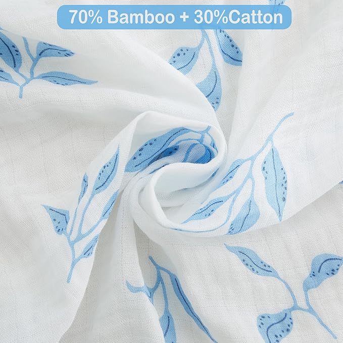 Viviland Muslin Swaddle Blankets, Swaddle Wrap for Boys and Girls, Breathable and Skin-Friendly Baby Receiving Blankets, Baby Essentials, 4-Pack Lemon & Leaves, 47 x 47 inches
