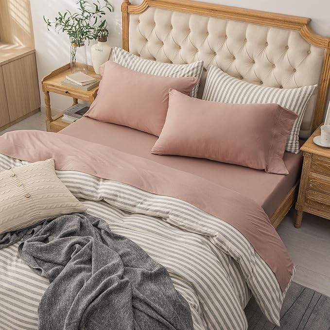 PURE ERA Jersey Knit 3pc Bed Sheet Set 100% T-Shirt Cotton Super Soft Comfy Breathable Fits Mattress Up to 20" Extra Deep Pocket (Solid Petal Pink, Twin)