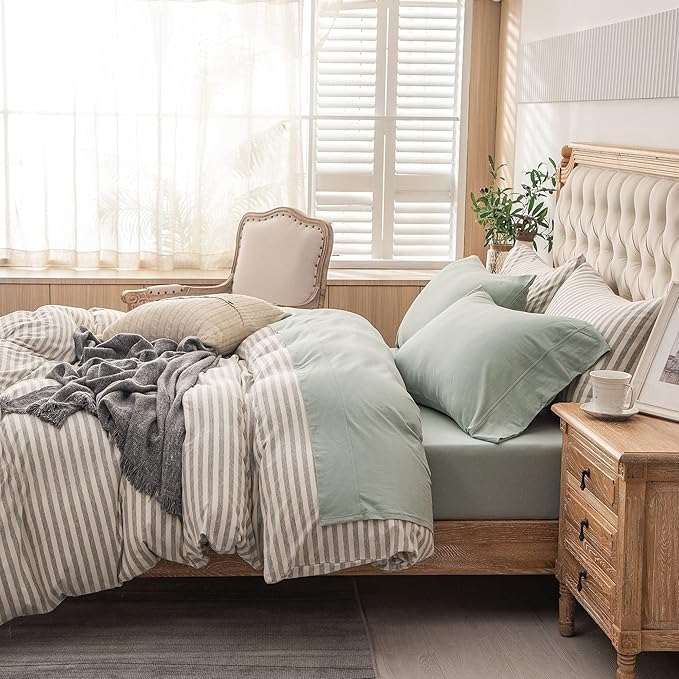 PURE ERA Jersey Knit 4pc Bed Sheet Set 100% T-Shirt Cotton Super Soft Comfy Breathable Fits Mattress Up to 20" Extra Deep Pocket (Solid Sage Green, Queen)