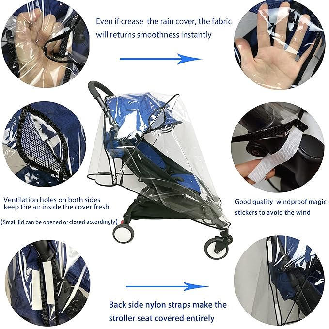 Stroller Rain Cover Universal Stroller Cover for Toddler Umbrella Stroller,Compact Travel Stroller,LLUFO Waterproof Snow Wind Weather Shield,Food Grade EVA No Odor
