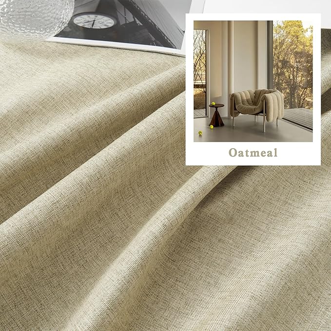 DUALIFE Extra Long Curtains 120 Inches Long for Living Room 2 Panels?Heavy-Duty Famhouse Curtains for Patio Sliding Glass Door Vertical Blinds Shade 10 FT Tall Oatmeal Chartreuse