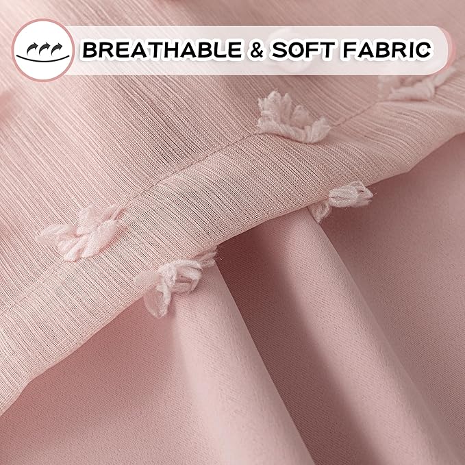 MYSKY HOME Pink Curtains for Bedroom 72 Inches Long Nursery Curtains Pom Pom Pink Sheer Curtains for Girls Room Double Layer for Toddler Bedroom Grommet Room Darkening Window Panels 52 x 72 Inch