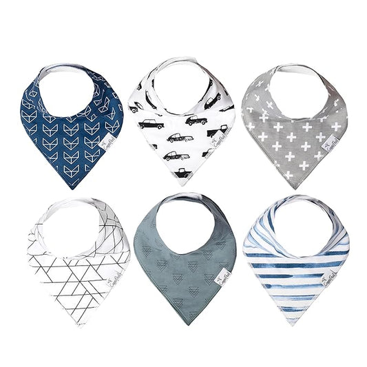 Copper Pearl 6 Pack Soft Cotton Baby Bibs for Drooling and Teething, Absorbent Drool Bibs for Baby Boy, Adjustable to Fit Newborns to Toddlers, Tons of Styles (Rider Set)