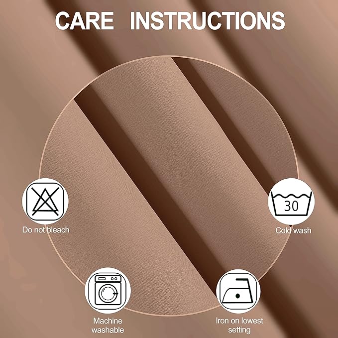 LEMOMO 100% Blackout Curtains 40 x 84 Inch/Cappuccino Curtains 2 Panels with Black Lining Room Darkening Thermal Insulated Bedroom Curtains