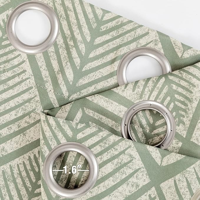 jinchan 80% Blackout Curtains for Living Room, Geometric Patterns Drapes for Bedroom, Window Treatments for Room Darkening, Grommet Top Thermal Insulated Curtains 96 inch Length 2 Panels, Sage Green