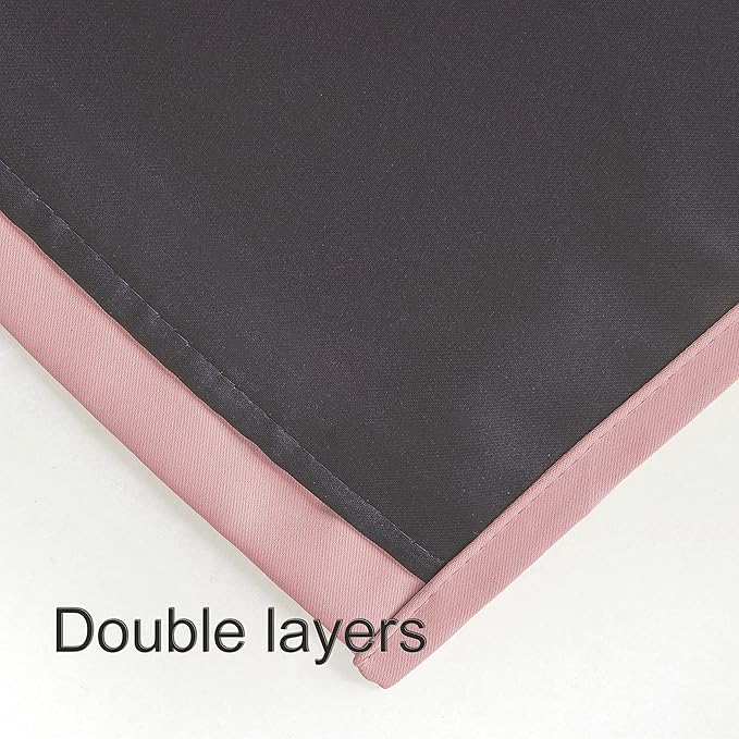 LEMOMO 100% Blackout Curtains 52 x 95 Inch/Pink Curtains 2 Panels with Black Lining Room Darkening Thermal Insulated Bedroom Curtains