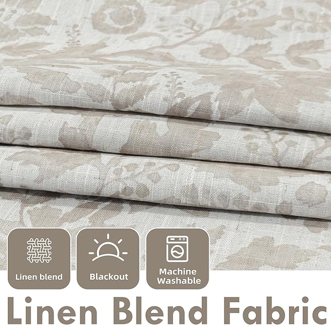 DriftAway Julia Watercolor Blackout Room Darkening Lined Thermal Insulated Energy Saving Window Curtains 2 Layers 2 Panels Each Size 52 Inch by 90 Inch Camel Beige