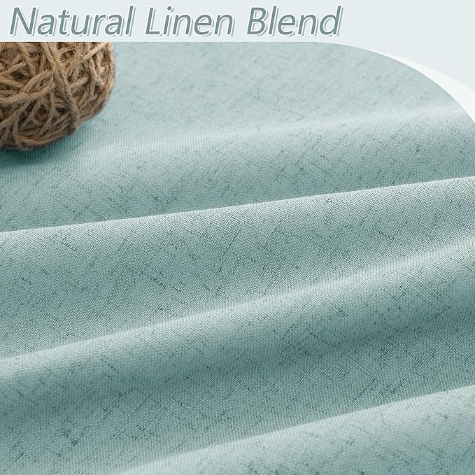 Guken 100% Blackout Linen Curtains 100 Inch Length 2 Panels Set for Living Room Bedroom Back Tab Thermal Insulated Black Out Linen Drapes Room Darkening Window Curtains,Light Blue