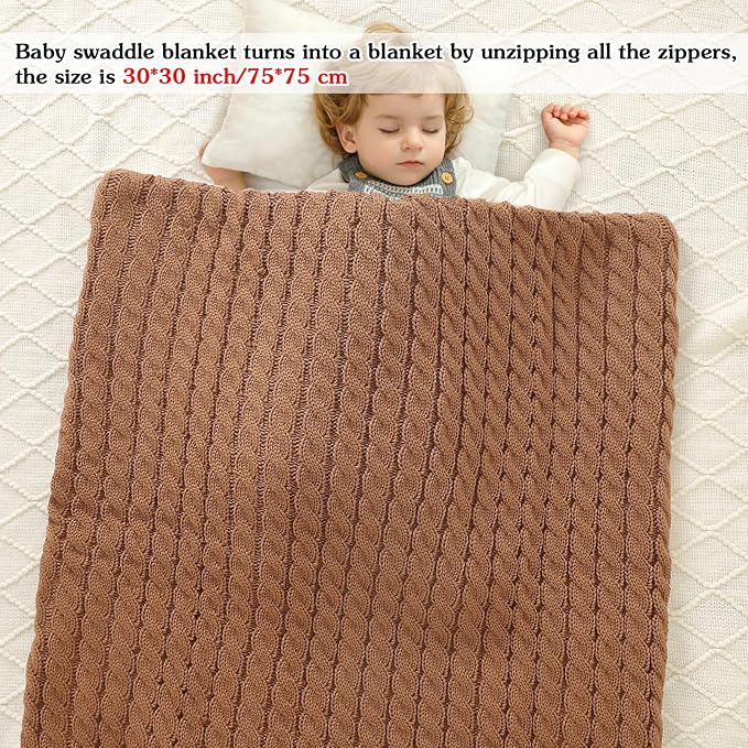 Yanmucy Baby Swaddle Blanket Multifunction Wrap Knitted Sleeping Bag Newborn Baby Receiving Blankets Stroller Wrap for 0-12 Months (Coffee)