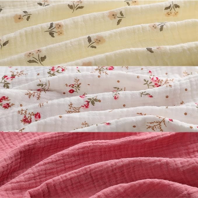 Onacosht Muslin Bassinet Sheets 3 Pack, 100% Cotton Baby Fitted Sheet 33" X 17" for Rectangle, Round, Oval, Hourglass Mattress, Pink and Floral