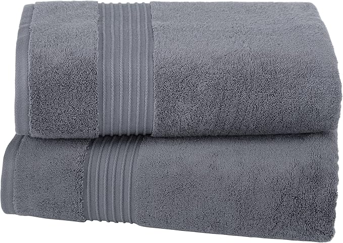 Milara Turkish Super-Plush Bathroom Hand Towels Set 2-Piece | Premium Cotton Hand Towels Set Absorbent, Durable with Hanging Loops | Anthracite (Dark Gray) Hand Towel, (16 x 30 Inches)