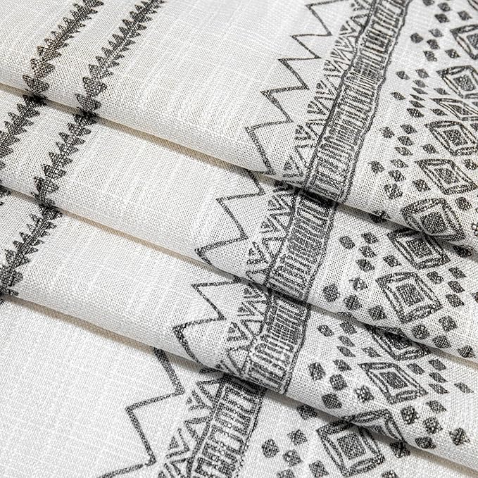 MEETSKY Boho Curtains 84 Inches Long for Living Room Bohemian Geometric Printed Linen Style Curtains Light Filtering Rod Pocket Window Back Tab Cotton Drape for Dining Room 2 Panels