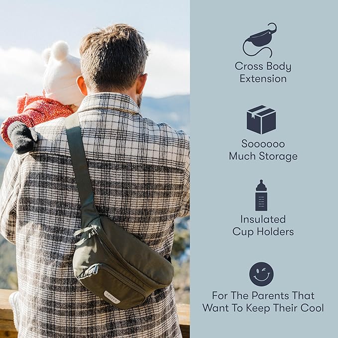 Colugo On-The-Go Stroller Organizer Insert with Zipper, Caddy with Cup Holder, Stroller Accessories for Parents specially designed to fit to your stroller with Non Slip Straps (Cocoa)