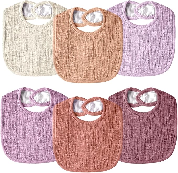Wrrernsin Muslin Baby Bibs for Unisex Boys Girls, Cotton Drool Bibs, Adjustable Newborn Bibs for Drooling and Teething