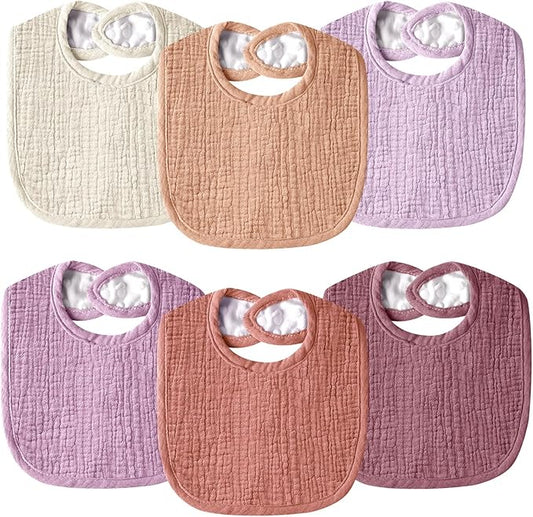 Wrrernsin Muslin Baby Bibs for Unisex Boys Girls, Cotton Drool Bibs, Adjustable Newborn Bibs for Drooling and Teething