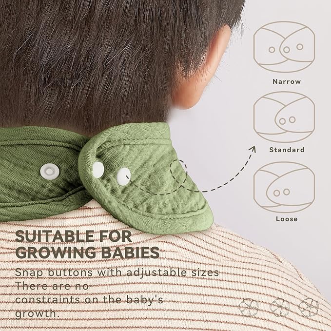 Wrrernsin Muslin Baby Bibs for Unisex Boys Girls, Cotton Drool Bibs, Adjustable Newborn Bibs for Drooling and Teething