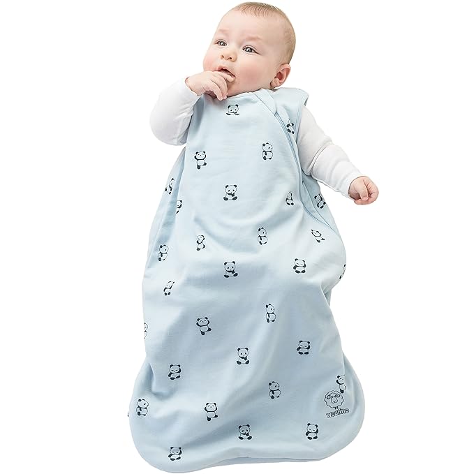 Woolino Merino Wool and Organic Cotton Baby Sleep Bag - 4 Season Classic Sleep Sack - Two-Way Zipper Sleeping Bag for Toddler - 18-36 Months - Panda