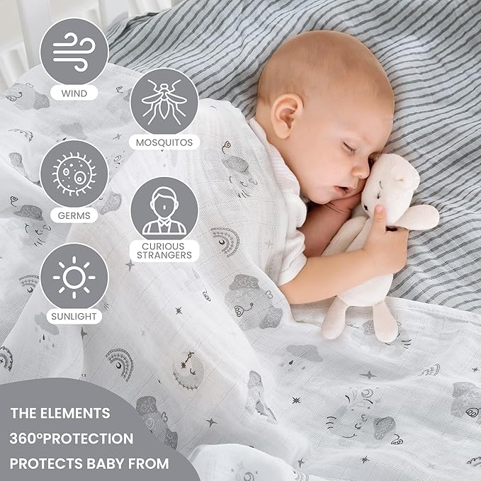 Softan Swaddle Blankets for Baby Girls & Boys Gift, Large 47X47 inches Receiving Blankets for Newborn,4 Pack Gray Elephant