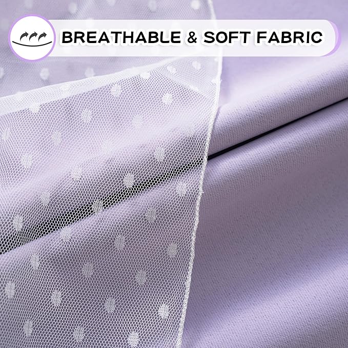 MYSKY HOME Cute Lilac Curtains for Girls Bedroom & Nursery Kids Purple Lavender Blackout Curtains Double Layer with Polka Dots Sheer, Grommet Tops, 52x95 Inch, 2 Panels