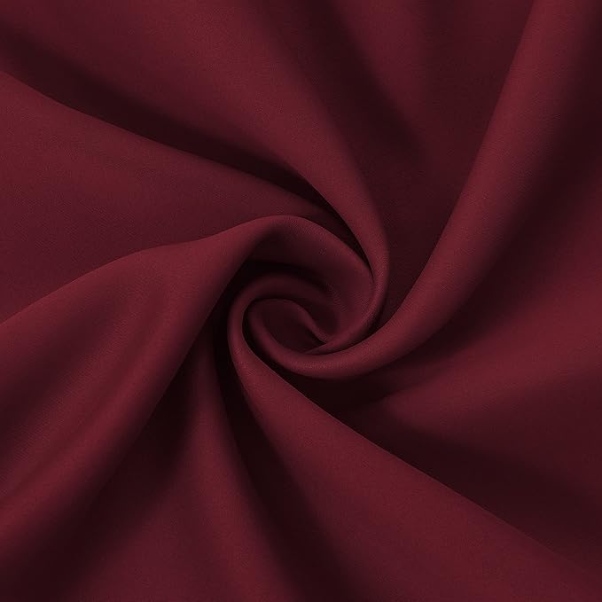 LEMOMO 100% Blackout Curtains 52 x 95 Inch Burgundy Red Curtains 2 Panels Darkening Thermal Insulated Bedroom Curtains