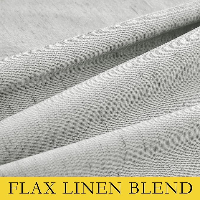 NICETOWN Grey Long Linen Full Shade Panels, Pair of Thermal Insulated & Energy Efficiency Blackout Curtains for Living Room Windows, Lined Silky Performance Window Dressing (52" Wide x 95" Long)