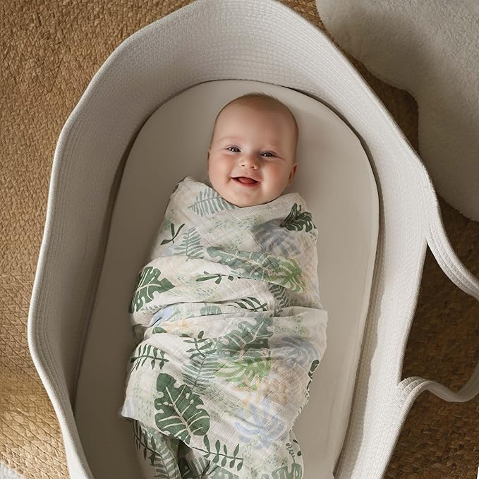 Muslin Swaddle Blankets for Newborn, 4 Pack Cotton Baby Blankets Neutral, Large 31.5 x 43.3 Breathable Soft Receiving Blanket, Essentials Swaddle Wrap Burping Clothes, Sage Green