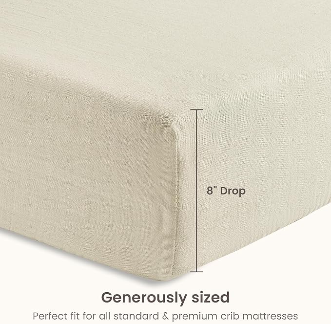 Bioweaves Organic Cotton Muslin Bassinet Sheet, GOTS Certified Extra Soft Fitted Sheet, Universal Fit for Oval Baby Bassinet Mattresses, 33" x 17", 4 Inch Pocket, Natural