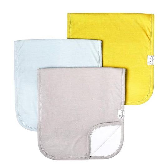 Copper Pearl Premium Baby Burp Cloths - 3-Pack Large Cotton Burp Cloths, Extra Soft Spit Up Rags with 3 Absorbent Layers, Perfect for Baby Boy and Baby Girl Gifts (21" x 10" Size, Stone Set)