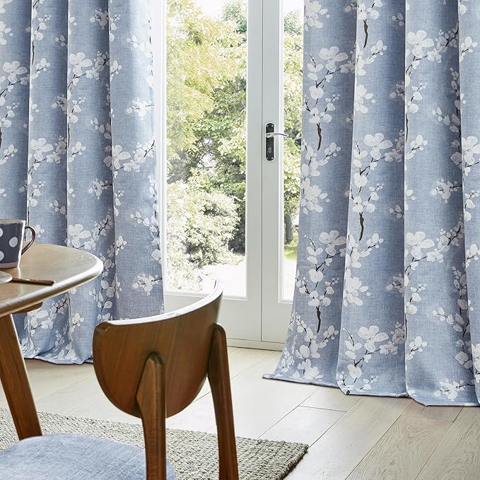 FMFUNCTEX Blue Floral Valance Curtain for Kitchen Windows/Bathroom/Living Room/Bedroom, Blossom Blackout Window Valance Thermal Insulated Rod Pocket Valance Curtains, 50" W x 18" L, 1 Panel