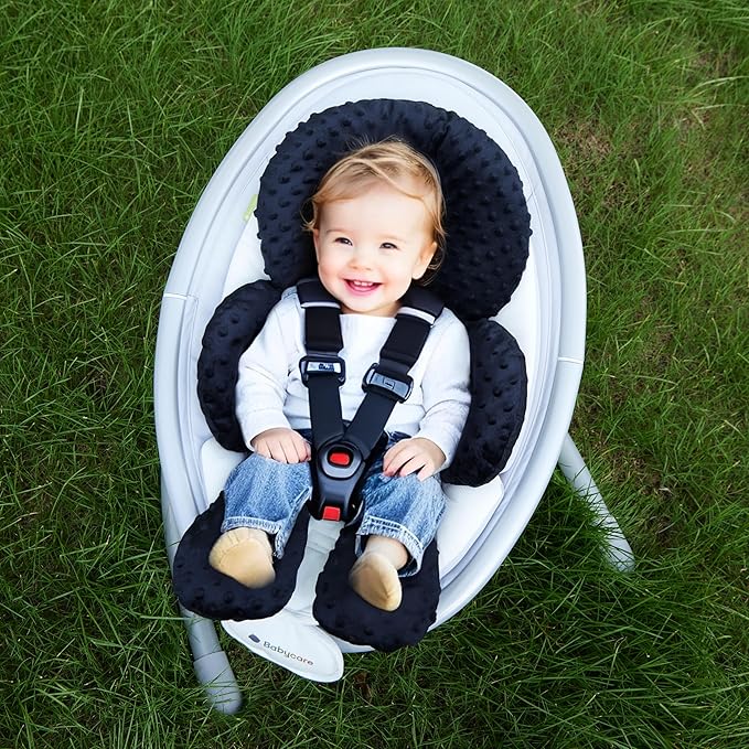 Pro Goleem Infant Car Seat Insert, Baby Head Neck Body Support, Soft Minky Newborn Car Seat Insert, 2-in-1 Reversible, Boys and Girls, Black