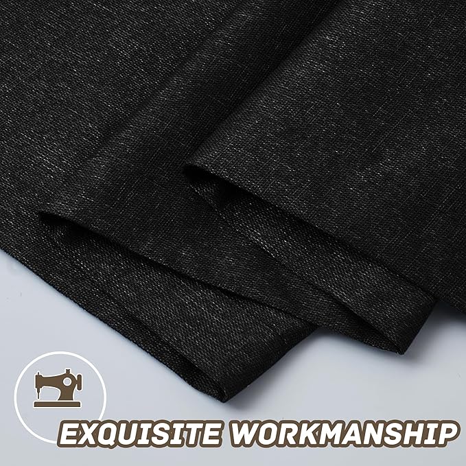 100% Blackout Linen Textured Curtains 96 Inch Length 2 Panels Set for Living Room, Bedroom, Light Weight Curtains with Grommets Top, Full Blackout Curtains Privacy Protection, Black, 66" W x 96" L