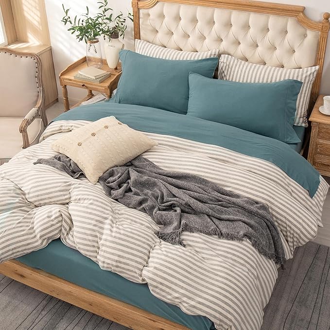PURE ERA Jersey Knit 4pc Bed Sheet Set 100% T-Shirt Cotton Super Soft Comfy Breathable Fits Mattress Up to 20" Extra Deep Pocket (Solid Cerulean Blue, Cal King)