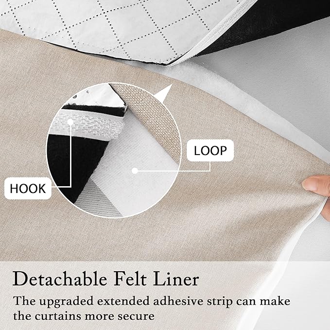 RYB HOME 4 in 1 Set Dust Filter - Soundproof - Blackout - Insulating, Energy Efficiency Linen Curtains for Kids Bedroom Living Room Divider Apartment Hotel Office Theatre, Taupe, W 52 x L 95, 2 Pcs