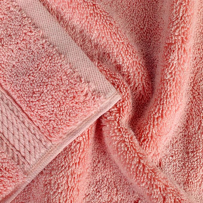 Superior Egyptian Cotton Pile Bath Towel Set of 4, Ultra Soft Luxury Towels, Thick Plush Essentials, Absorbent Heavyweight, Guest Bath, Hotel, Spa, Home Bathroom, Shower Basics, Tea Rose