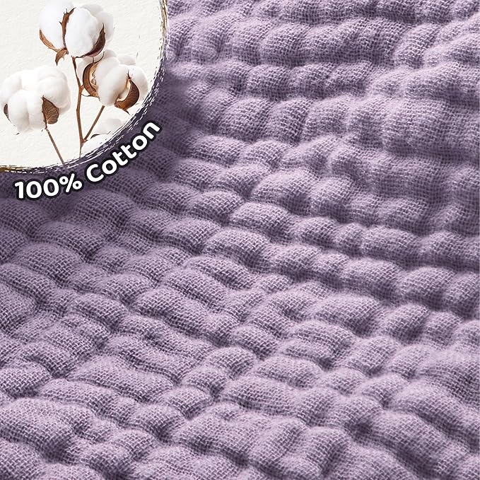 Pro Goleem 2 Pack Muslin Crib Sheets for Girls, Soft Breathable Fitted Cotton Baby Bed Sheets Set for Standard Crib Mattress & Toddler Mattress 52"x28", (Pink＆Purple)