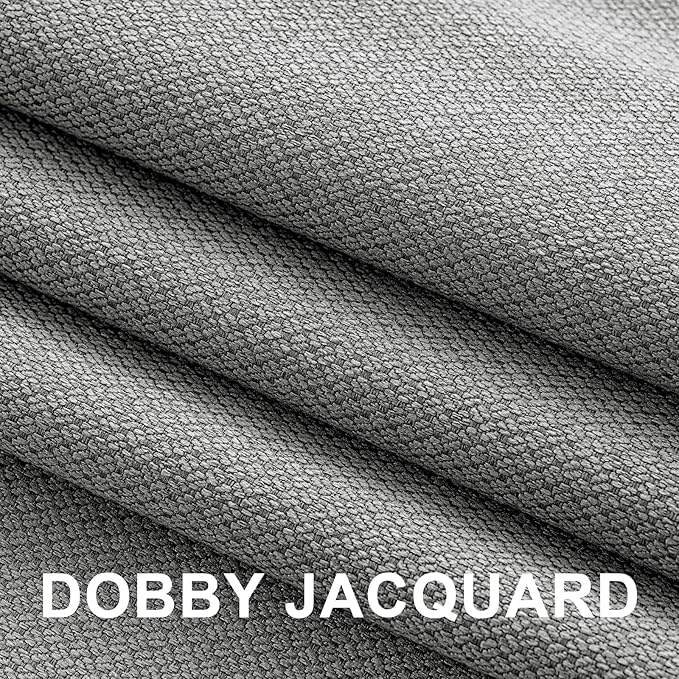 PrinceDeco 100% Blackout Curtains for Bedroom 108 Inches Length 2 Panels Set, Grommet Living Room Drapes, Thermal Insulated Blackout Curtains,Jacquard-Woven,55" W x108 L, Dove