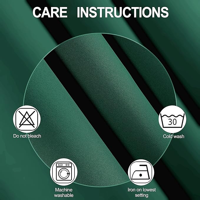 LEMOMO 100% Blackout Dark Green Curtains with Black Lining/52 x 84 Inch/Set of 2 Panels Thermal Insulated Room Darkening Curtains for Bedroom