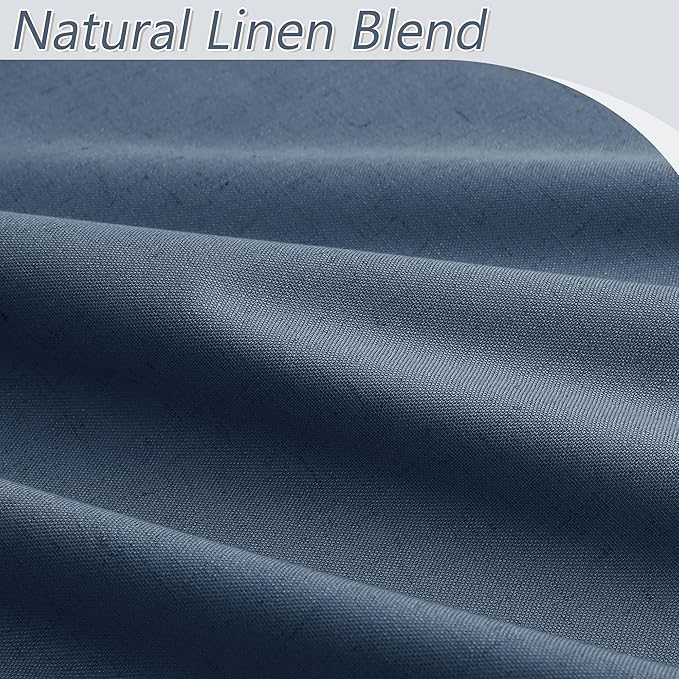 Guken 100% Blackout Curtains 72 Inch Length 2 Panels Set for Living Room Bedroom Back Tab Thermal Insulated Black Out Linen Drapes Room Darkening Window Curtains 72 Inches Long,Denim Blue