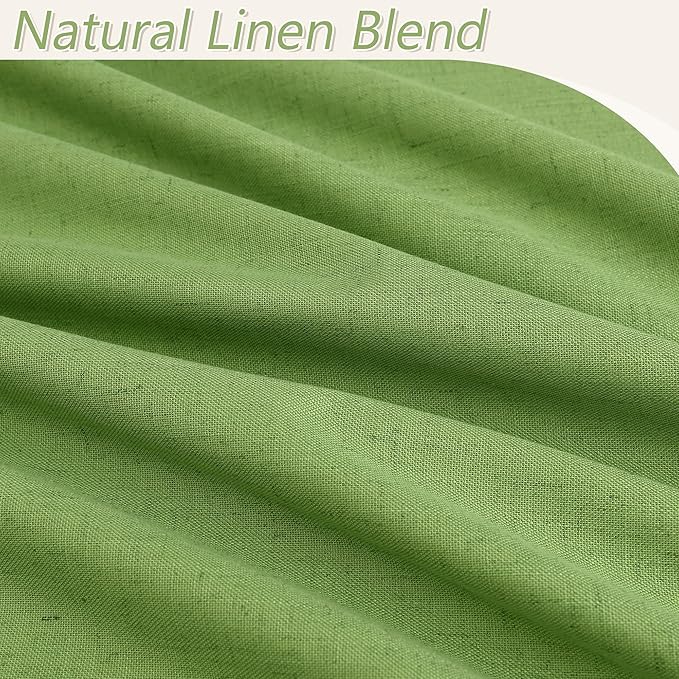 Guken 100% Blackout Curtains 96 Inch Length 2 Panels Set for Living Room Bedroom Back Tab Thermal Insulated Black Out Linen Drapes Room Darkening Lime Green,52x96