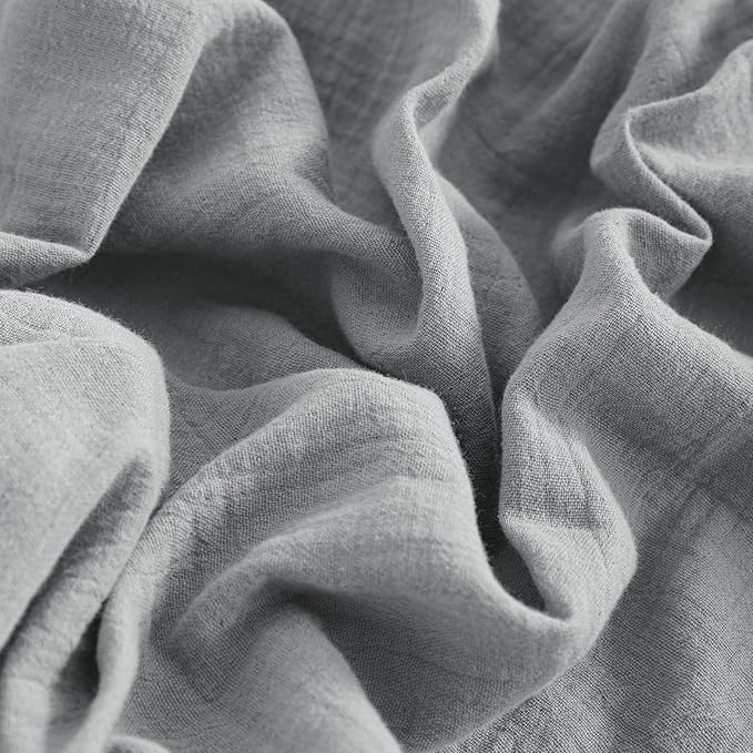 NTBAY 2 Pack Muslin Cotton Mini Crib Sheets, Soft and Breathable Double Layer 24x38 Baby Crib Sheets for Mini Crib and Toddler Mattresses, Boys, Girls, Unisex, Grey, 24x38 Inches