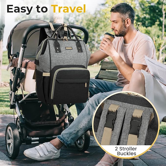 Vacuum Compression Diaper Bag, Expandable Waterproof Baby Travel Backpack with Insulated Pockets, Wet-Dry Separation, and Detachable Airtight Bag (Vacuum Pump Included)