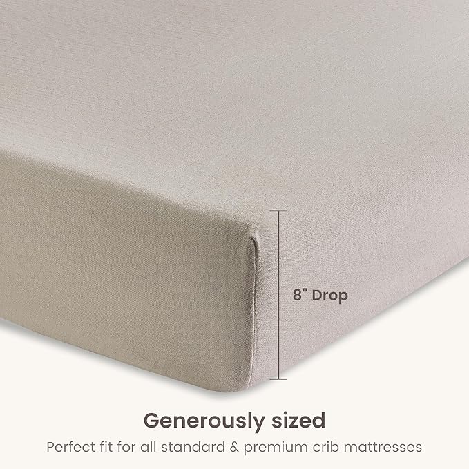 Bioweaves Organic Cotton Muslin Crib Sheet, GOTS Certified Fitted Crib Mattress Sheet, Extra Soft & Breathable for Toddler, Baby Boys & Girls, 52" x 28”, 8 Inch Pocket, Wind Chime